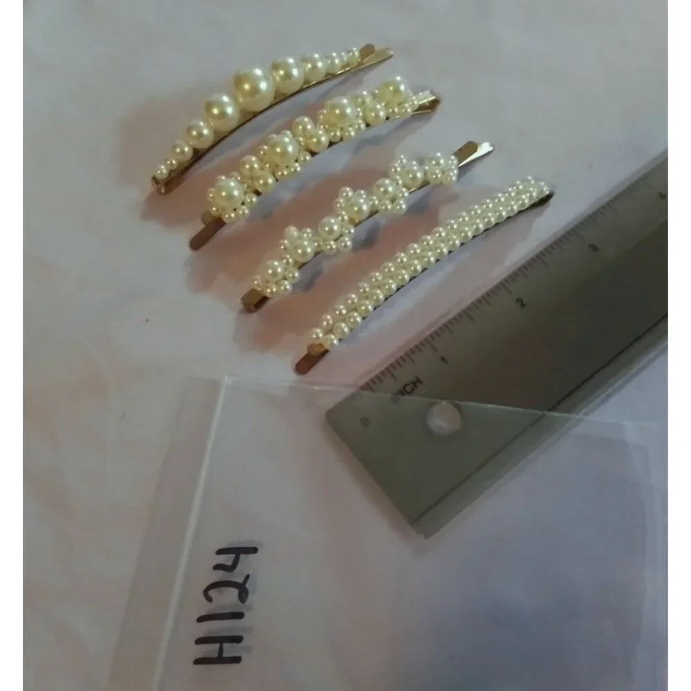 Set Of 4 Faux Pearl Hair Bobby Pins
